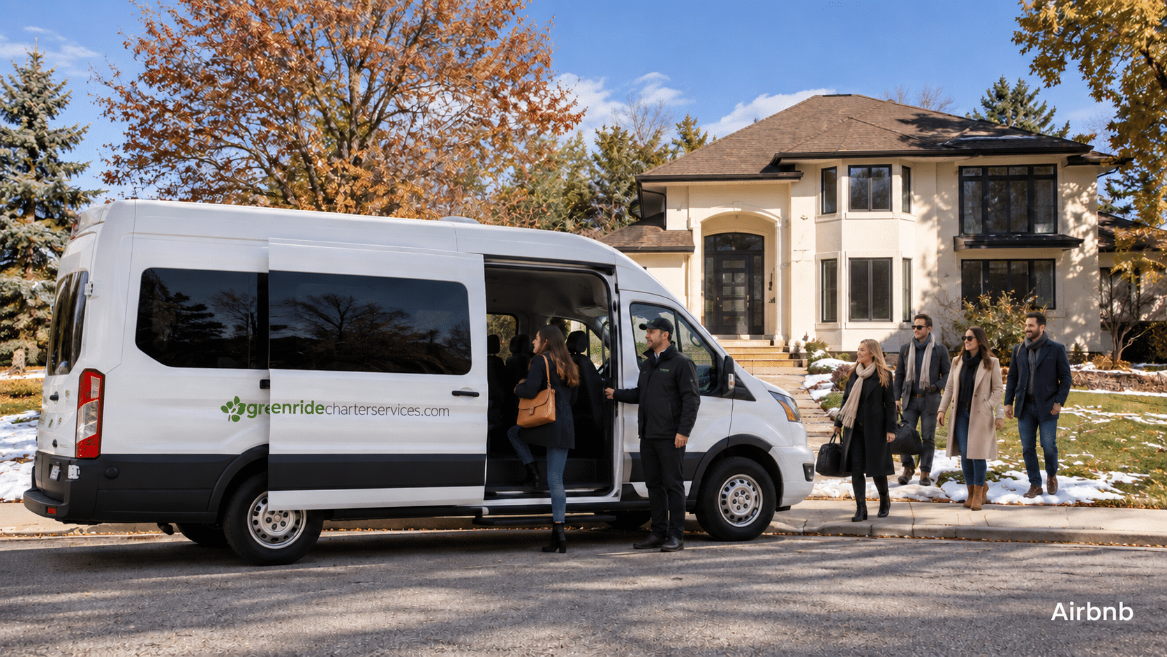Airbnb — Green Ride Transit pickup at a vacation rental