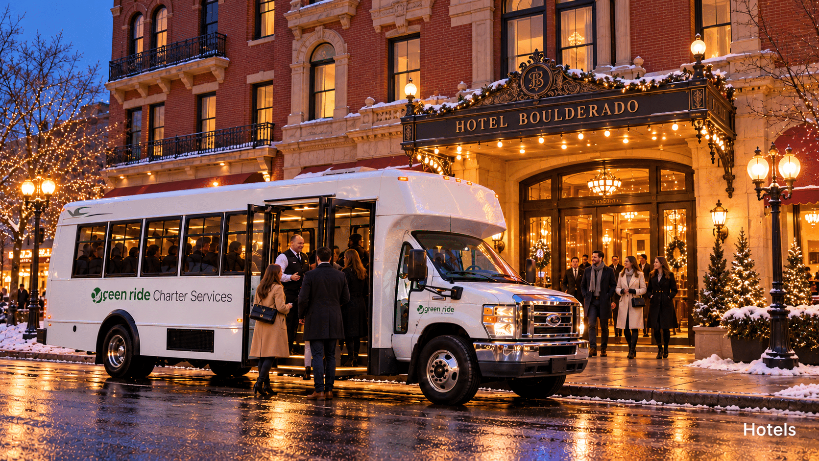 Hotels — Green Ride minibus pickup at Hotel Boulderado